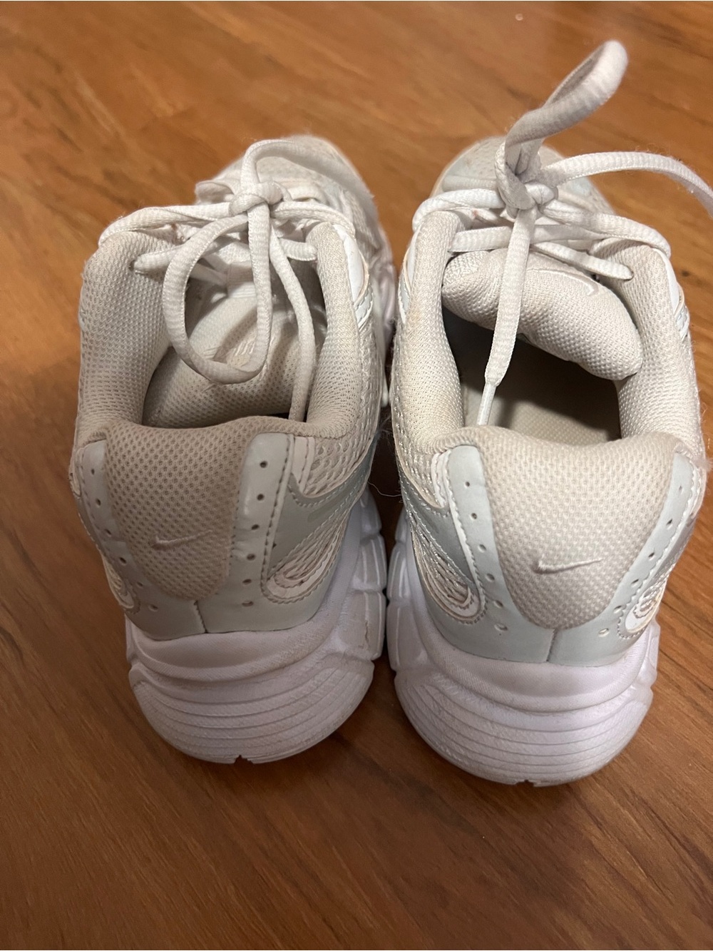 Nike Kids All-White Mesh and Leather Sneakers